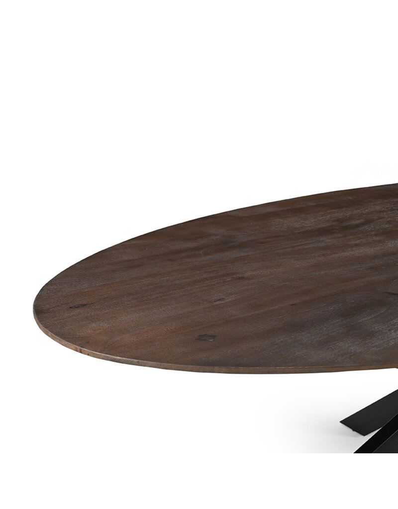 LABEL51 Eetkamertafel James - Espresso - Mangohout - 240 cm - Ovaal