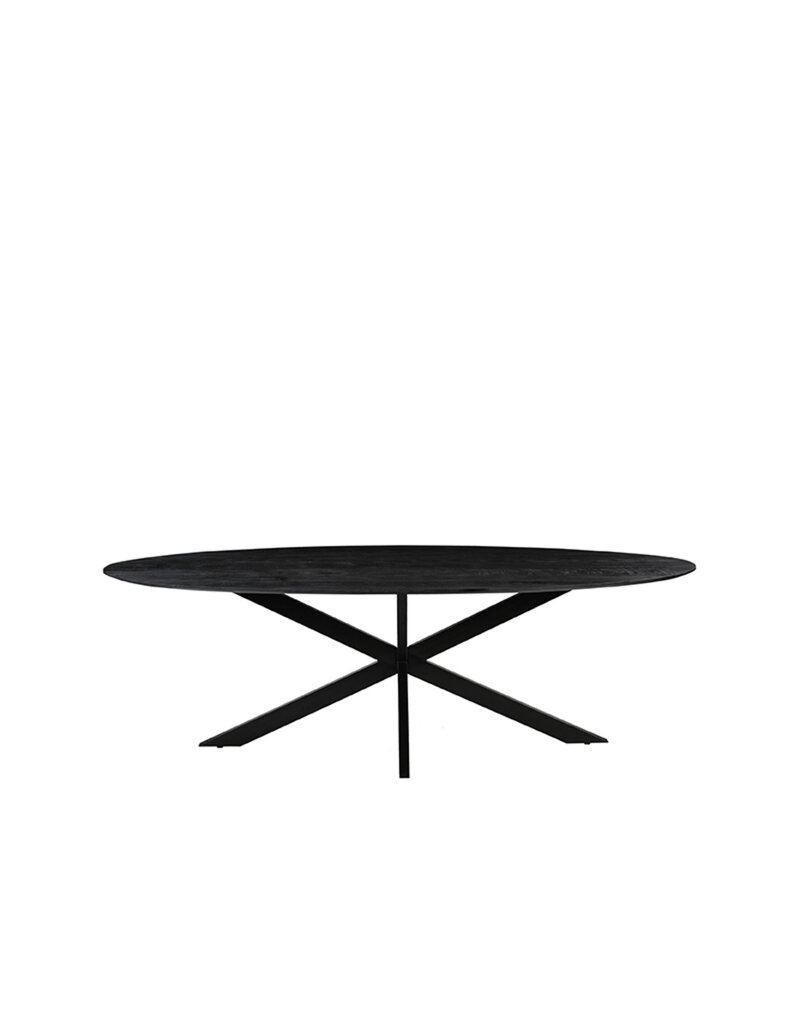 LABEL51 Eetkamertafel James - Zwart - Mangohout - 210 cm - Ovaal