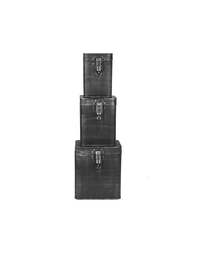 LABEL51 LABEL51 Opbergkist - Antiek grijs - Metaal - L - 15x16x19 cm