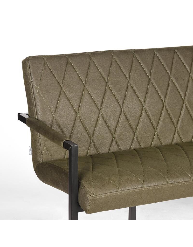 LABEL51 LABEL51 Eetkamerbank Denmark - Army green - Microfiber - 155 cm