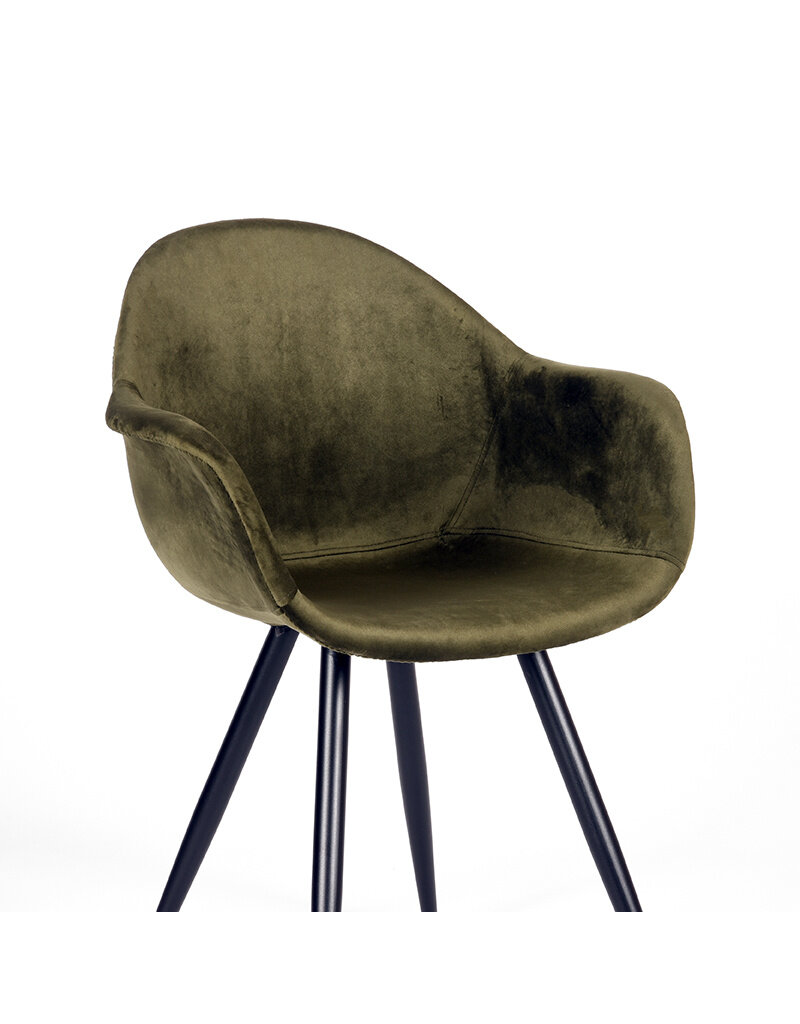 LABEL51 LABEL51 Eetkamerstoel Forli - Army green - Fluweel