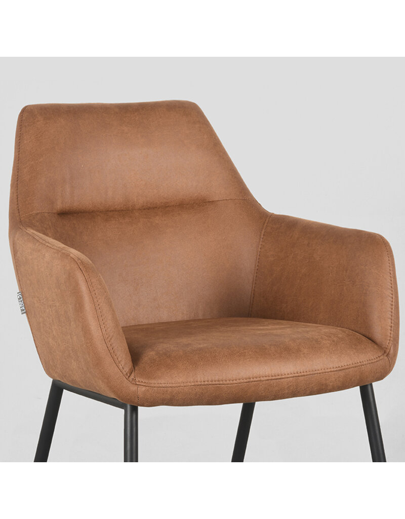 LABEL51 LABEL51 Eetkamerstoel Lenny - Cognac - Microfiber