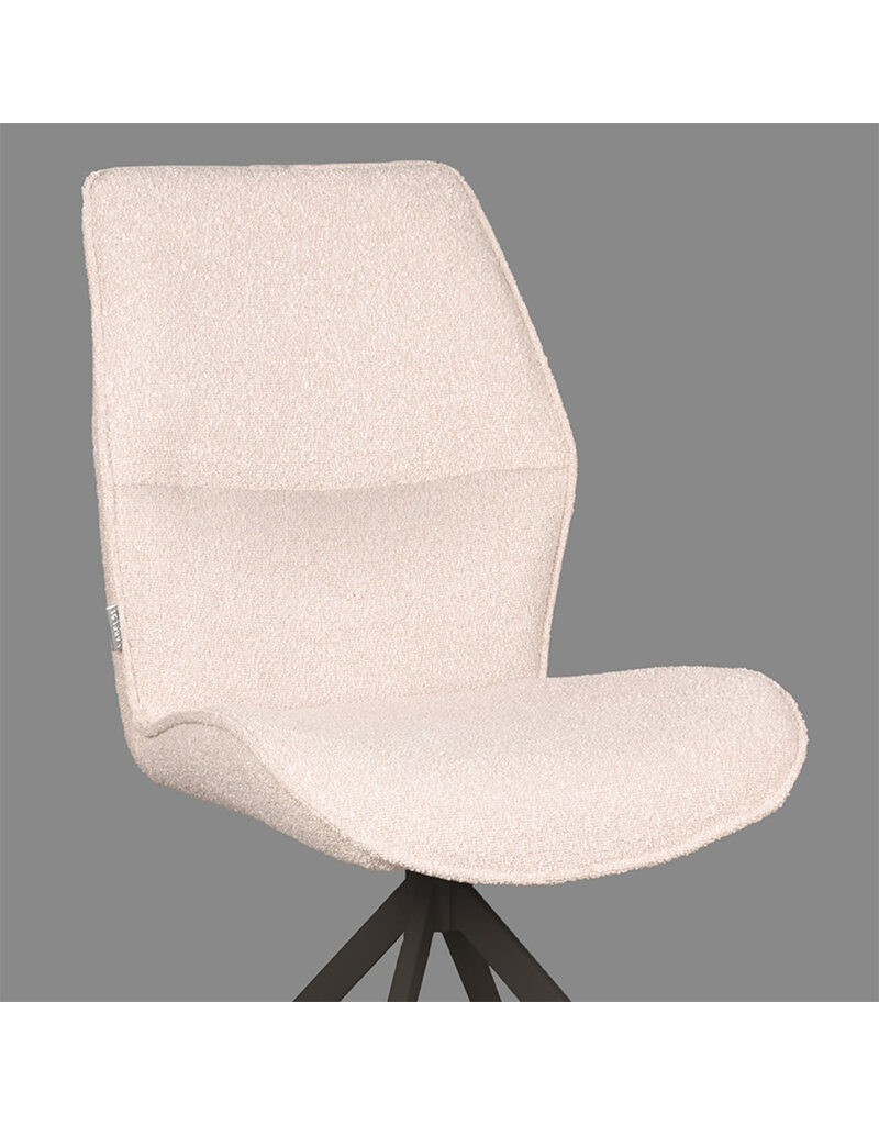 LABEL51 LABEL51 Eetkamerstoel Comfy - Naturel - Boucle - Zwart Onderstel