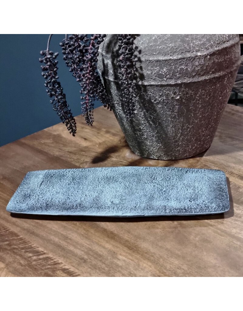 Bord Rechthoek Decoratief Blauw Patina Klein