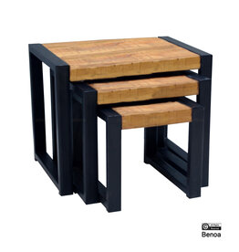 Sidetable Rechthoekig Mango Set van 3