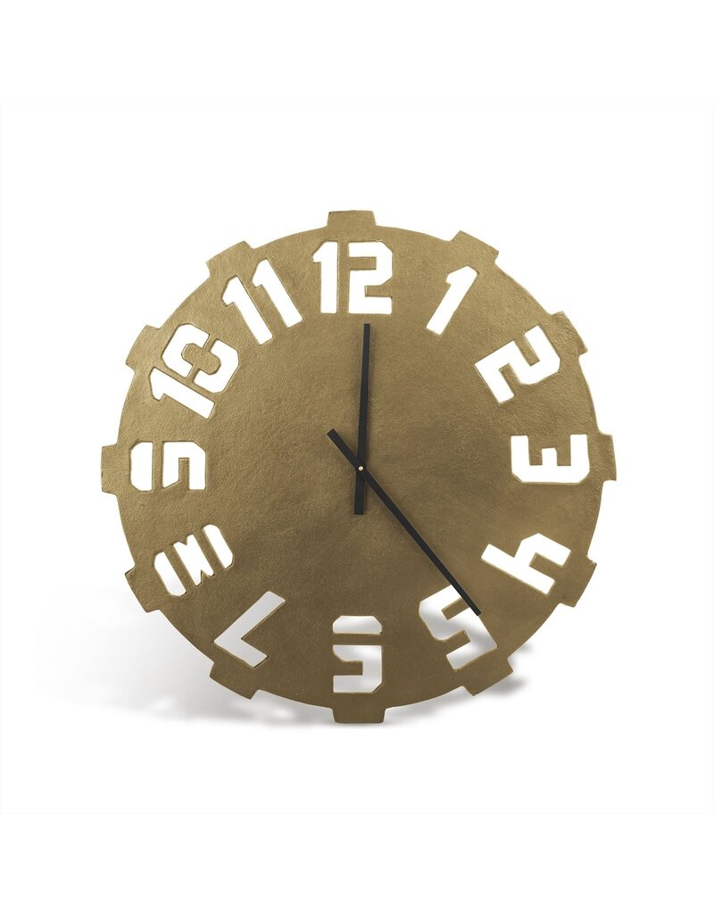Wandklok Typografisch Goud