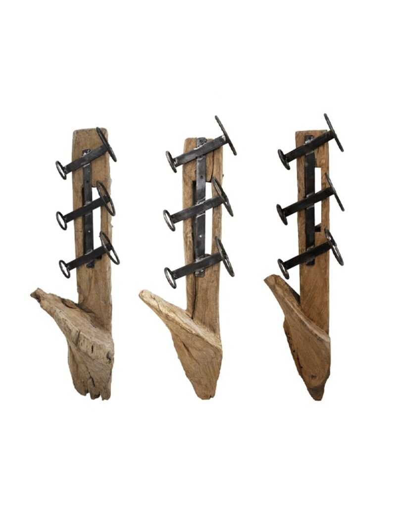 Damn Industrial Wall-Mounted Teak Wine Rack