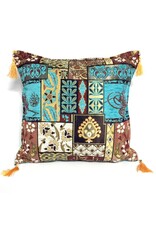 Damn Patchwork brown pillow case / cushion cover ± 45x45cm - Copy