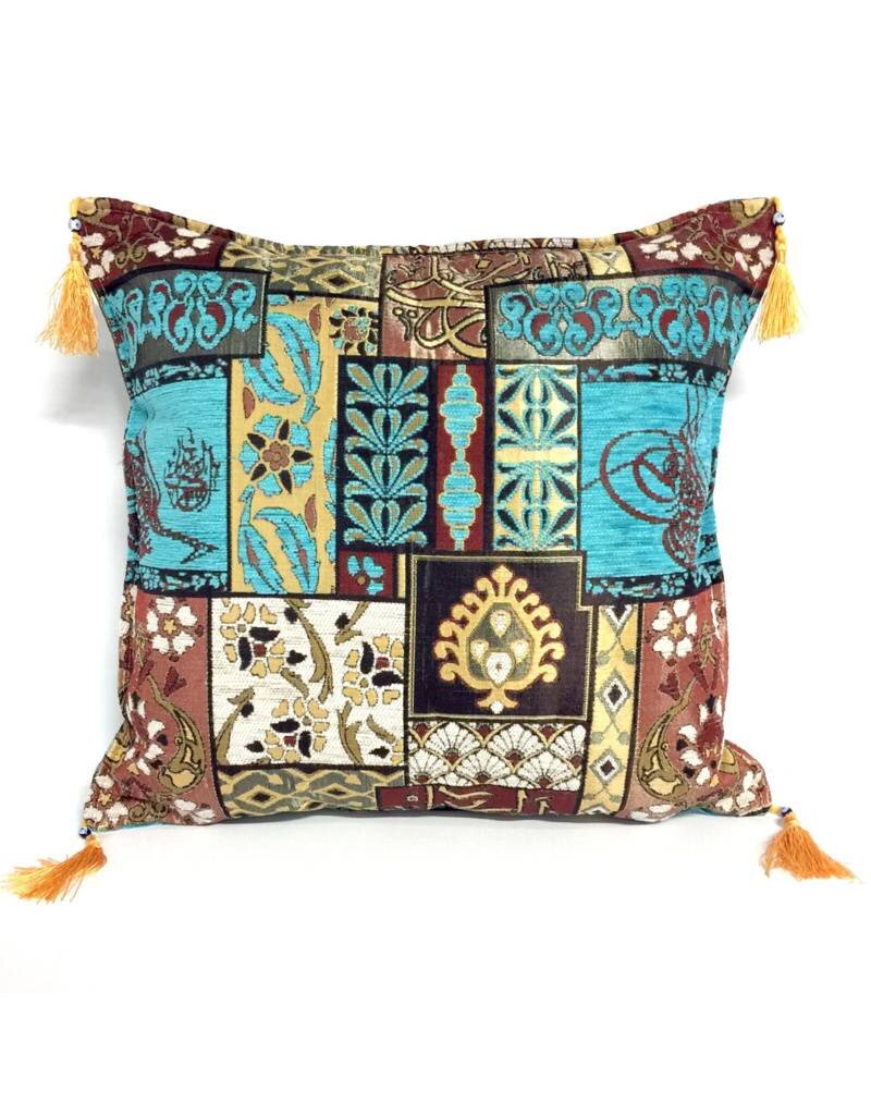 Damn Patchwork brown pillow case / cushion cover ± 45x45cm - Copy