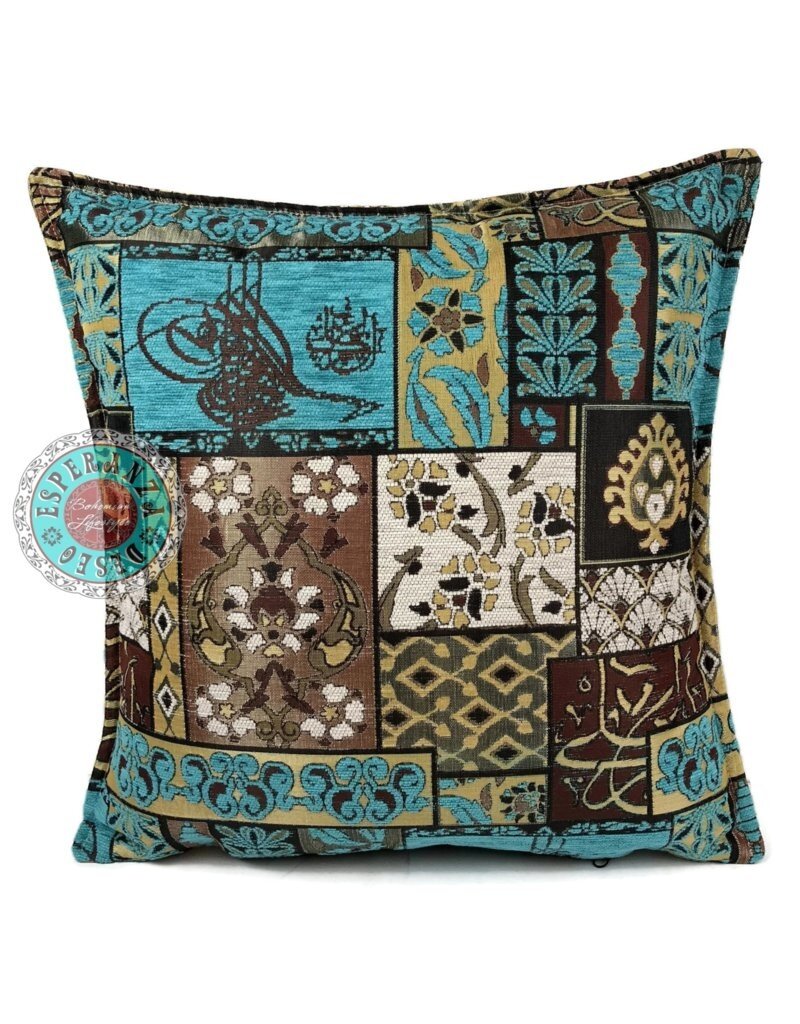 Damn Patchwork brown kussenhoes/cushion cover ± 45x45cm