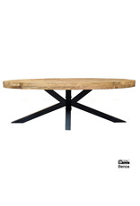 Damn Salontafel Mango 3+3 ellips Blad met Spinpoot