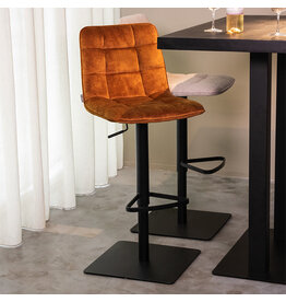 Damn LABEL51 Barkruk Juul - Oker - Velours - Gaslift