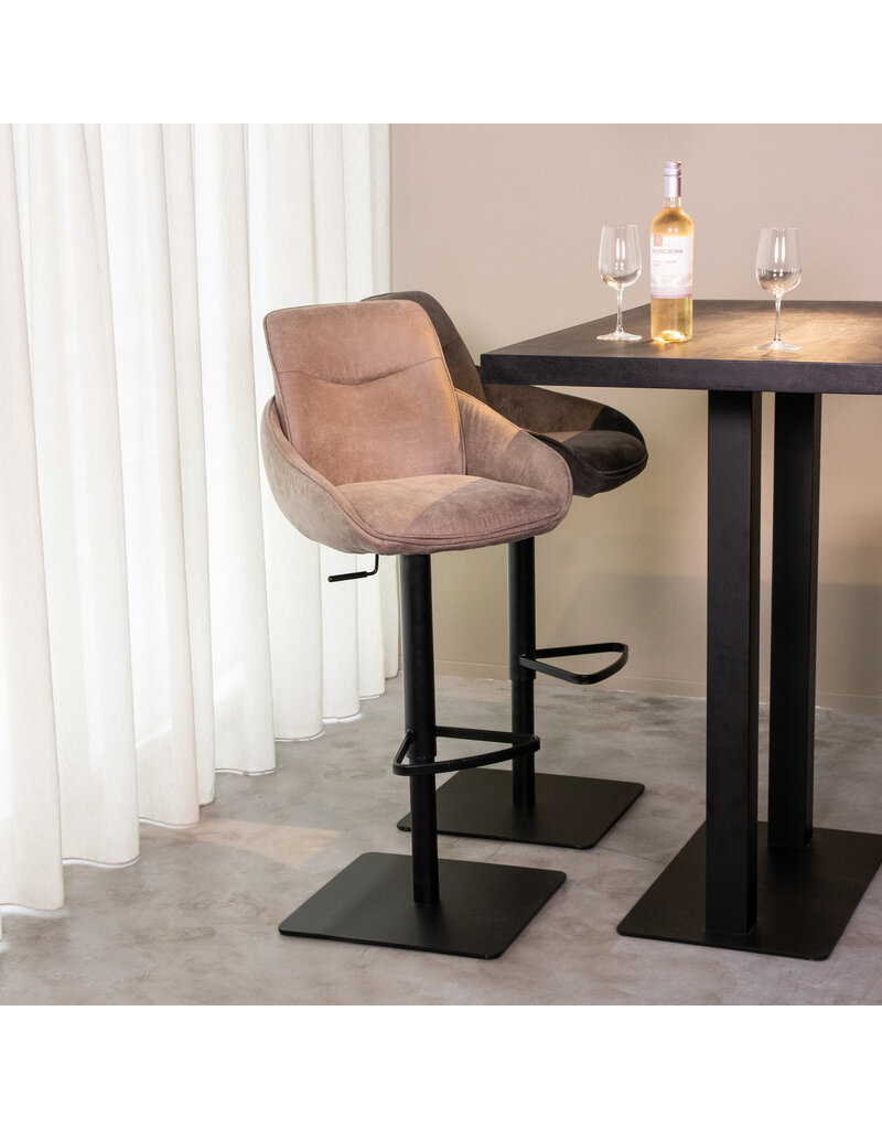 Damn LABEL51 Barkruk Beauty - Taupe - Micro Suede - Gaslift