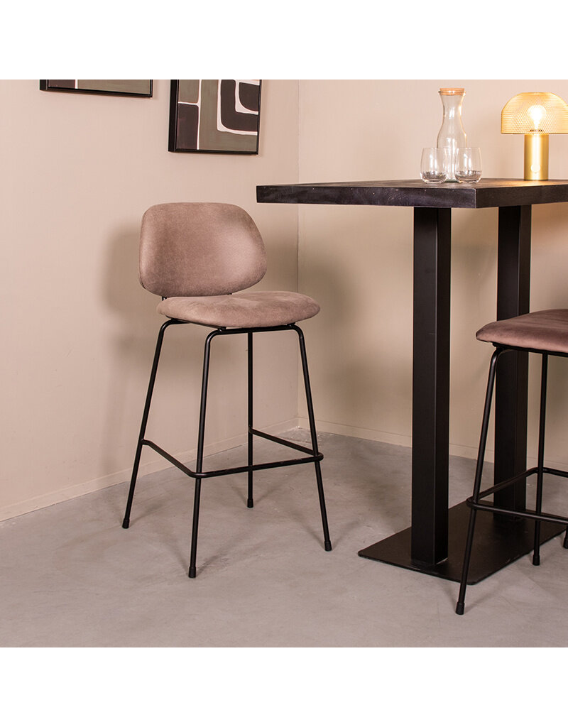 Damn LABEL51 Barkruk Bello - Taupe - Micro Suede - Hoog