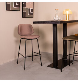 Damn LABEL51 Barkruk Bello - Taupe - Fluweel - Hoog