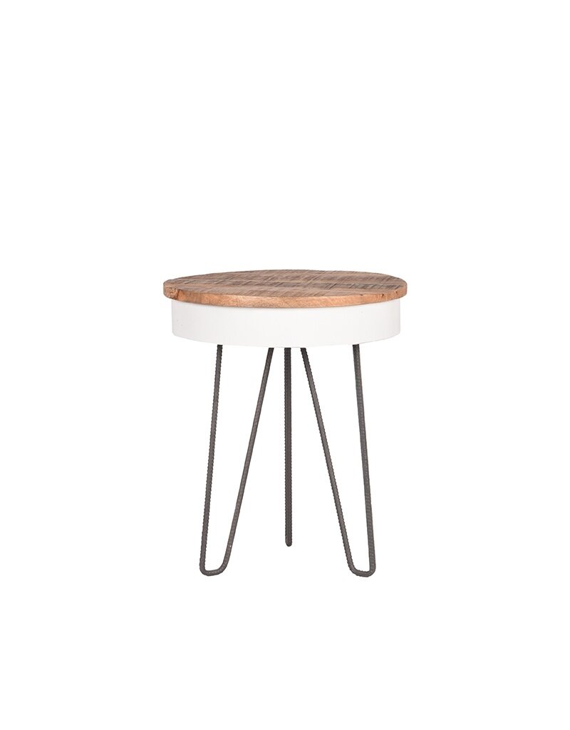 Damn LABEL51 Bijzettafel Saria - Wit - Metaal - 44 cm - Rond