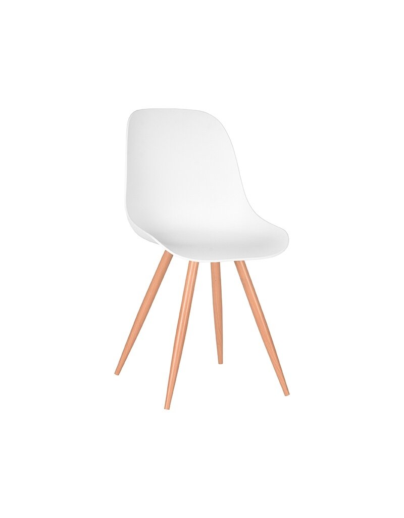 Damn LABEL51 Eetkamerstoel Rimini - Wit - PP - Naturel Houtlook Frame