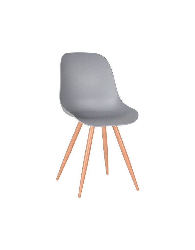 Damn LABEL51 Eetkamerstoel Rimini - Grijs - PP - Naturel Houtlook Frame