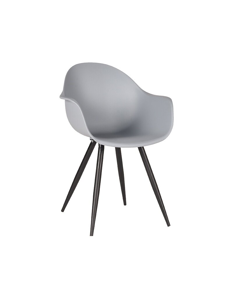 Damn LABEL51 Eetkamerstoel Luca - Grijs - PP - Zwart Metalen Frame