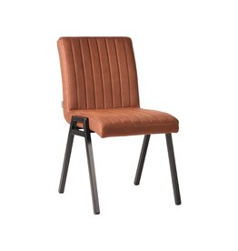 Damn LABEL51 Eetkamerstoel Matz - Cognac - Microvezel - Zwart Metalen Frame