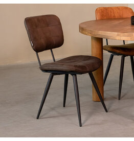 Damn LABEL51 Eetkamerstoel Gus - Antraciet - Microvezel - Zwart Metalen Frame