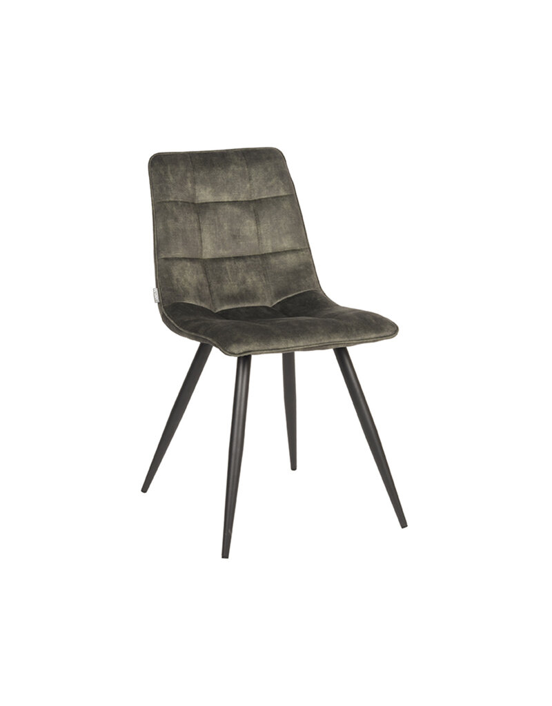 Damn LABEL51 Eetkamerstoel Jelt - Hunter - Velours - Zwart Metalen Frame