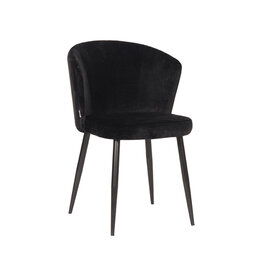 Damn LABEL51 Eetkamerstoel Wave - Zwart - Fluweel - Zwart Metalen Frame