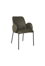 Damn LABEL51 Eetkamerstoel Jari - Army - Microvezel - Zwart Metalen Frame
