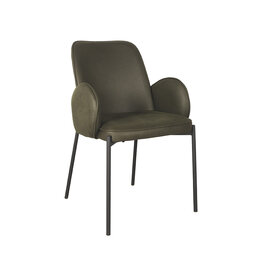 Damn LABEL51 Eetkamerstoel Jari - Army - Microvezel - Zwart Metalen Frame