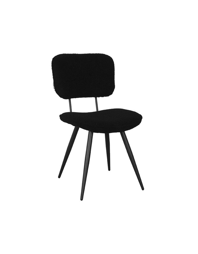 Damn LABEL51 Eetkamerstoel Ted - Zwart - Teddy - Zwart Metalen Frame