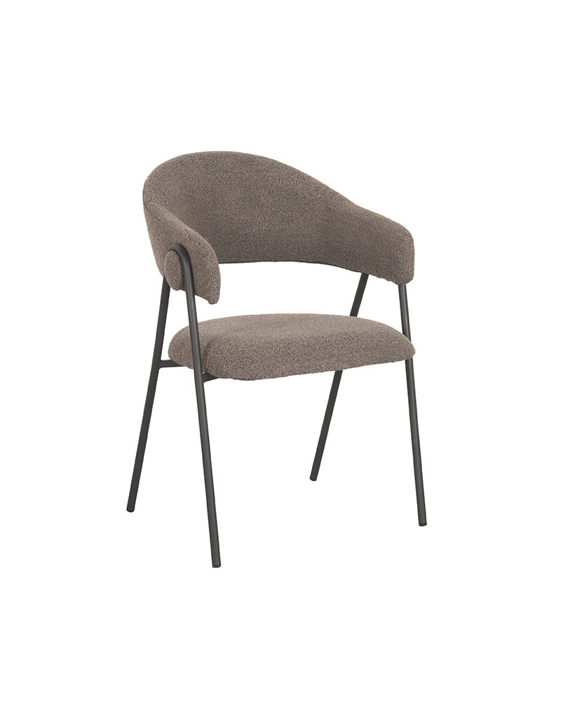 Damn LABEL51 Eetkamerstoel Lowen - Bruin - Boucle - Zwart Metalen Frame