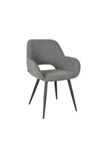 Damn LABEL51 Eetkamerstoel Fer - Grijs - Boucle - Zwart Metalen Frame