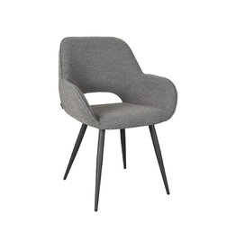 Damn LABEL51 Eetkamerstoel Fer - Grijs - Boucle - Zwart Metalen Frame