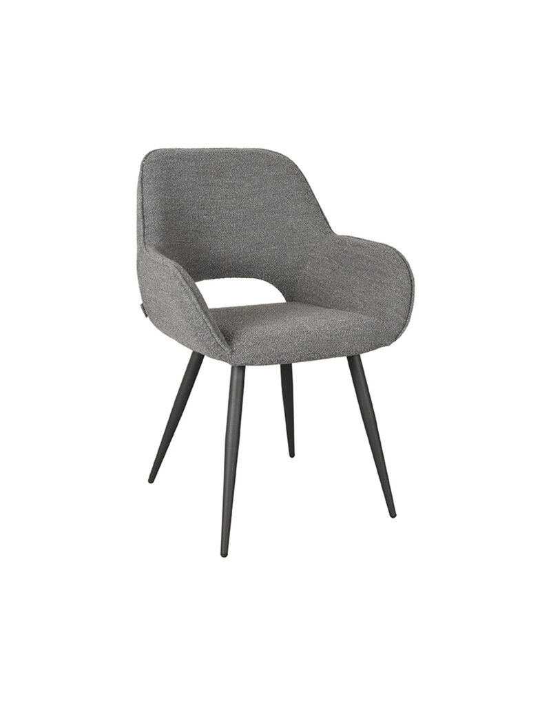 Damn LABEL51 Eetkamerstoel Fer - Grijs - Boucle - Zwart Metalen Frame