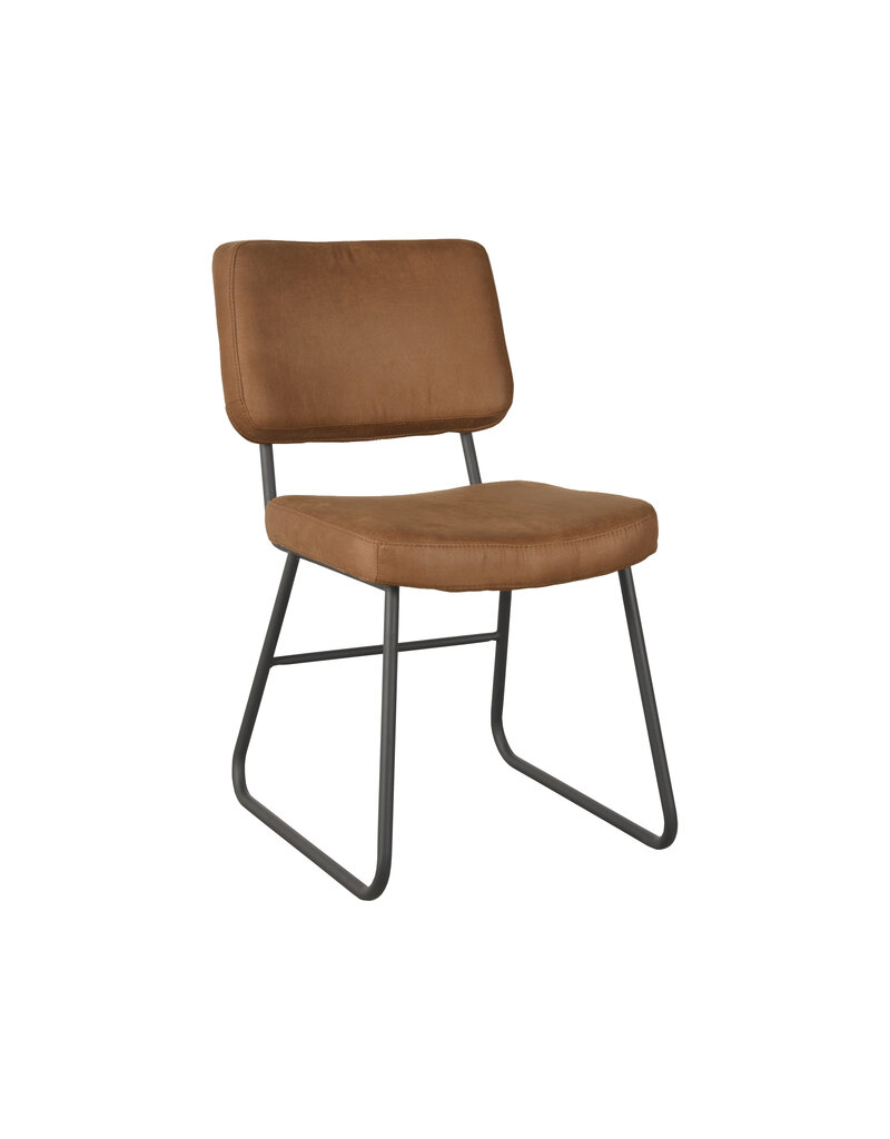 Damn LABEL51 Eetkamerstoel Noah - Cognac - Micro Suede - Zwart Metalen Frame
