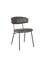 Damn LABEL51 Eetkamerstoel Zack - Antraciet - Micro Suede - Zwart Metalen Frame