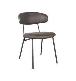 Damn LABEL51 Eetkamerstoel Zack - Antraciet - Micro Suede - Zwart Metalen Frame