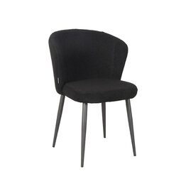 Damn LABEL51 Eetkamerstoel Whirl - Zwart - Teddy - Zwart Metalen Frame