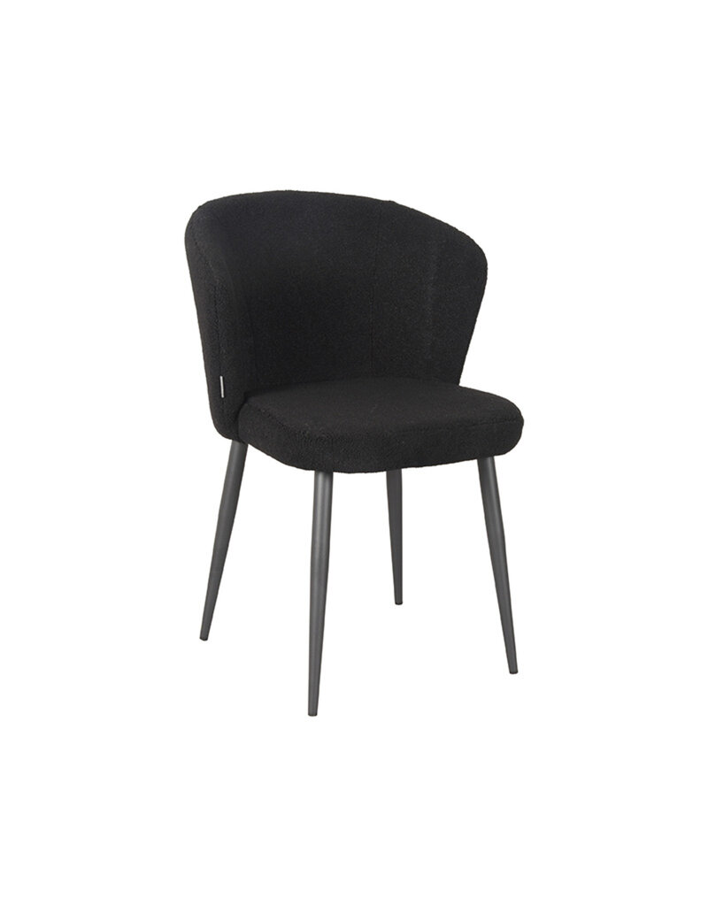 Damn LABEL51 Eetkamerstoel Whirl - Zwart - Teddy - Zwart Metalen Frame