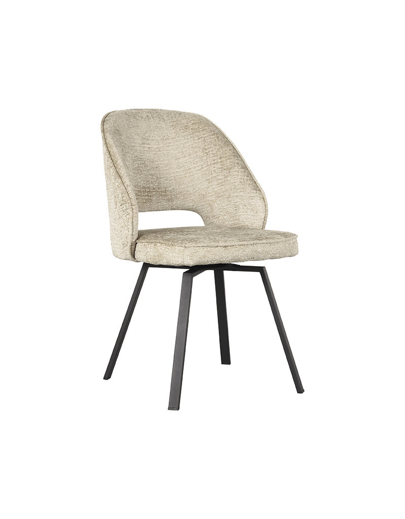 Damn LABEL51 Eetkamerstoel Lewis - Beige - Elegance - Zwart Metalen Frame