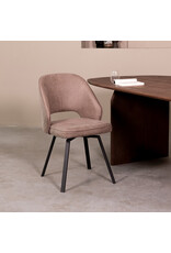 Damn LABEL51 Eetkamerstoel Lewis - Taupe - Micro Suede - Zwart Metalen Frame