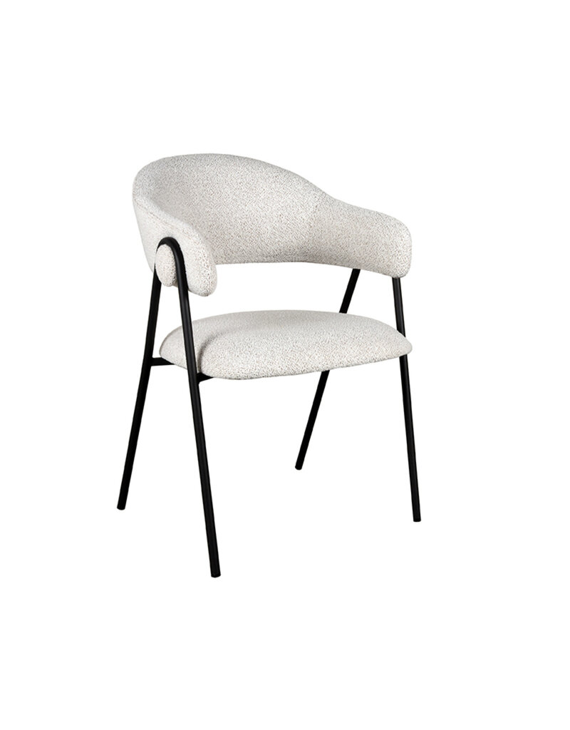 Damn LABEL51 Eetkamerstoel Lowen - Champagne - Boucle - Zwart Metalen Frame