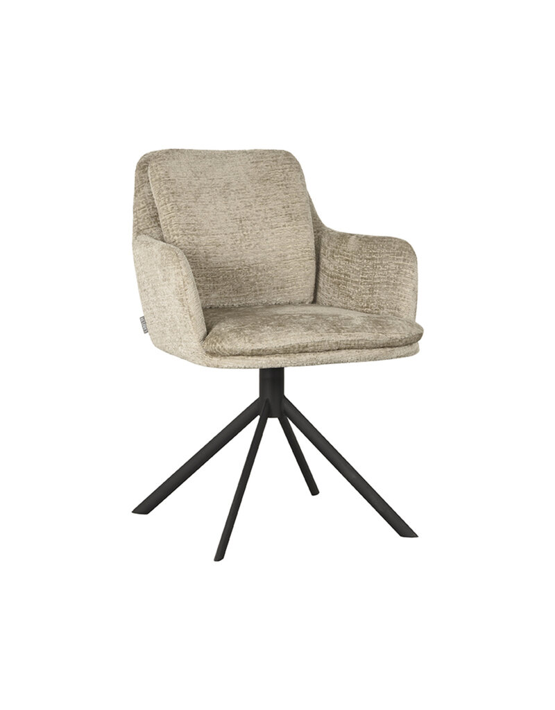 Damn LABEL51 Eetkamerstoel Joy - Beige - Elegance - Zwart Metalen Frame