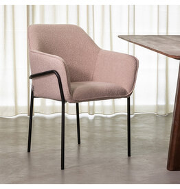 Damn LABEL51 Eetkamerstoel Dexter - Naturel - Boucle - Zwart Metalen Frame