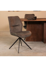 Damn LABEL51 Eetkamerstoel Comfy - Antraciet - Cosmo - Zwart Metalen Frame