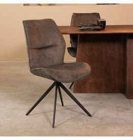 Damn LABEL51 Eetkamerstoel Comfy - Antraciet - Cosmo - Zwart Metalen Frame