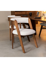 Damn LABEL51 Eetkamerstoel Sasha - Ecru - Boucle - Walnoot Houten Frame