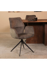 Damn LABEL51 Eetkamerstoel Mellow - Antraciet - Cosmo - Zwart Metalen Frame