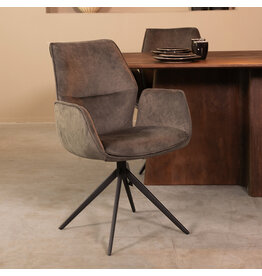 Damn LABEL51 Eetkamerstoel Mellow - Antraciet - Cosmo - Zwart Metalen Frame