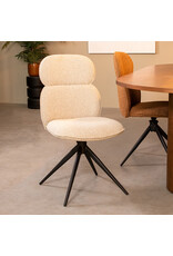 Damn LABEL51 Eetkamerstoel Finn - Naturel - Royal Boucle - Zwart Metalen Frame